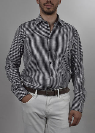 Camisa Casual Para Hombres Altos- Manga Larga (Cuadro Negro)
