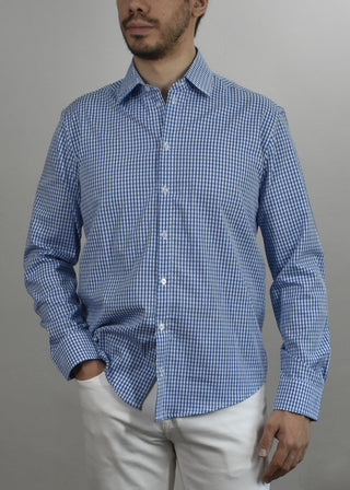 Camisa Casual Para Hombres Altos- Manga Larga (Cuadro Azul)
