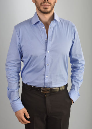 Camisa Casual Para Hombres Altos- Manga Larga (Azul Liso)