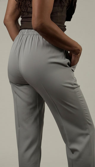 Pantalón de Vestir Para Mujer Corte Wide Leg- Gris (Regular/Curvy)