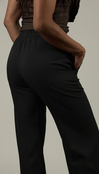 Pantalón de Vestir Para Mujer Corte Wide Leg- Negro (Regular/Curvy)