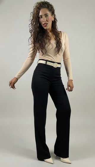 Pantalón de Vestir Para Mujer Corte Recto- Negro (Regular)