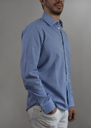 Camisa Casual Para Hombres Altos- Manga Larga (Cuadro Azul)