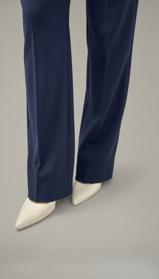 Pantalón de Vestir Para Mujer Media Campana Con Pretina- Azul Marino (Curvy)