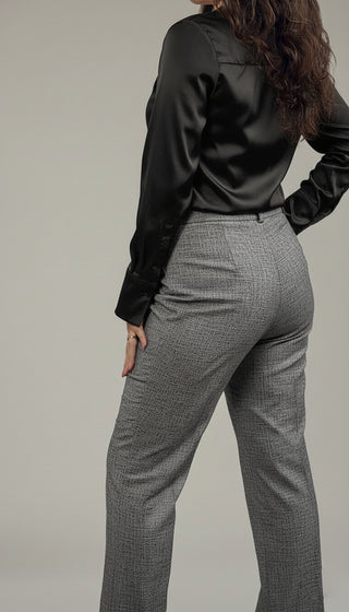 Pantalón de Vestir Para Mujer Media Campana Con Pretina- Gris Perla (Curvy)