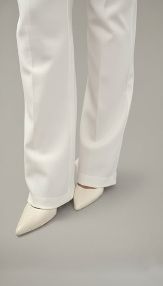 Pantalón de Vestir Para Mujer Media Campana Con Pretina- Hueso (Curvy)