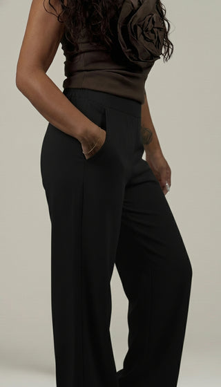 Pantalón de Vestir Para Mujer Corte Wide Leg- Negro (Regular/Curvy)