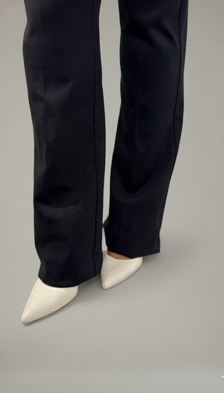 Pantalón de Vestir Para Mujer Media Campana Con Pretina- Negro (Curvy)