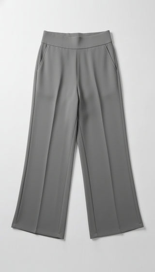 Pantalón de Vestir Para Mujer Corte Wide Leg- Gris (Regular/Curvy)