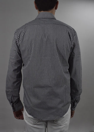 Camisa Casual Para Hombres Altos- Manga Larga (Cuadro Negro)
