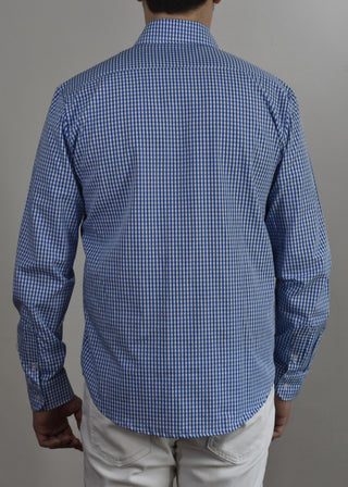 Camisa Casual Para Hombres Altos- Manga Larga (Cuadro Azul)