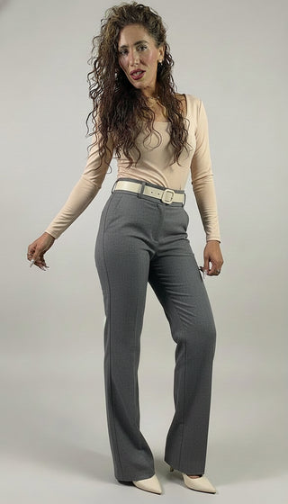 Pantalón de Vestir Para Mujer Corte Recto- Gris Oxford (Regular)