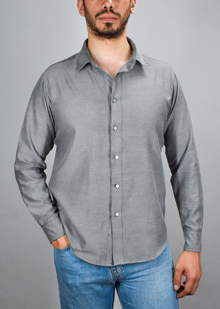 Camisa Casual Para Hombres Altos- Manga Larga (Gris Acero)