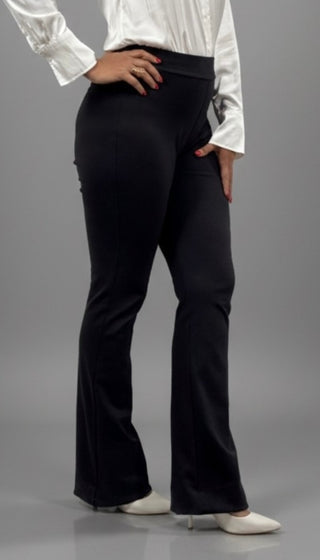 Pantalón de Vestir Para Mujer Media Campana Con Pretina- Negro (Curvy)
